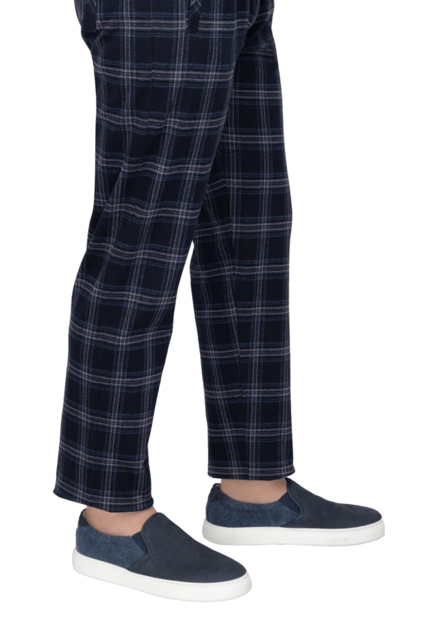 Brunello Cucinelli blue men's nubuck and textile slip-ons 159752 - photo 2