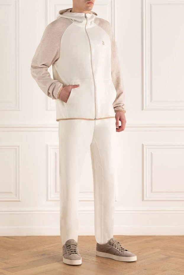 Brunello Cucinelli костюм спортивний чоловічий з бавовни та льону білий 159754 - фото 3