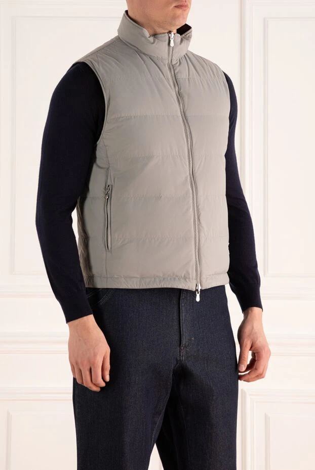 Brunello Cucinelli жилет из шерсти, льна и шелка бордовый. мужской 159757 - фото 3