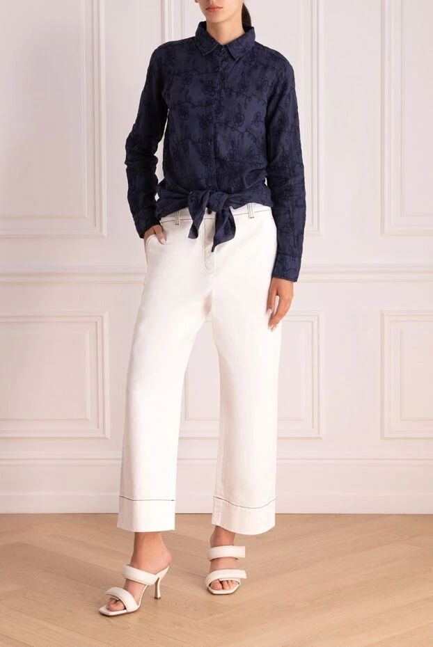 Loro Piana жіночі штани з бавовни білі жіночі купити фото з цінами 159834 - фото 2