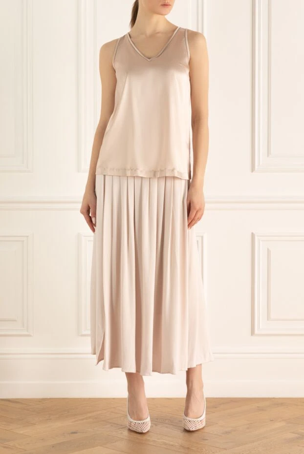Brunello Cucinelli women's beige top made of silk and elastane 159850 - photo 2