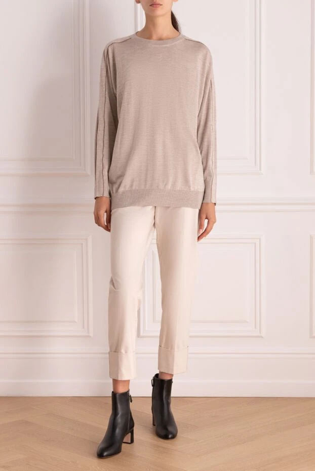 Brunello Cucinelli белые брюки женские укороченные 159861 - фото 2