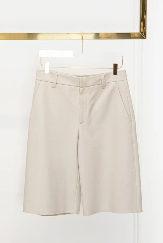 Brunello Cucinelli gray leather shorts for women 159928 - photo 3