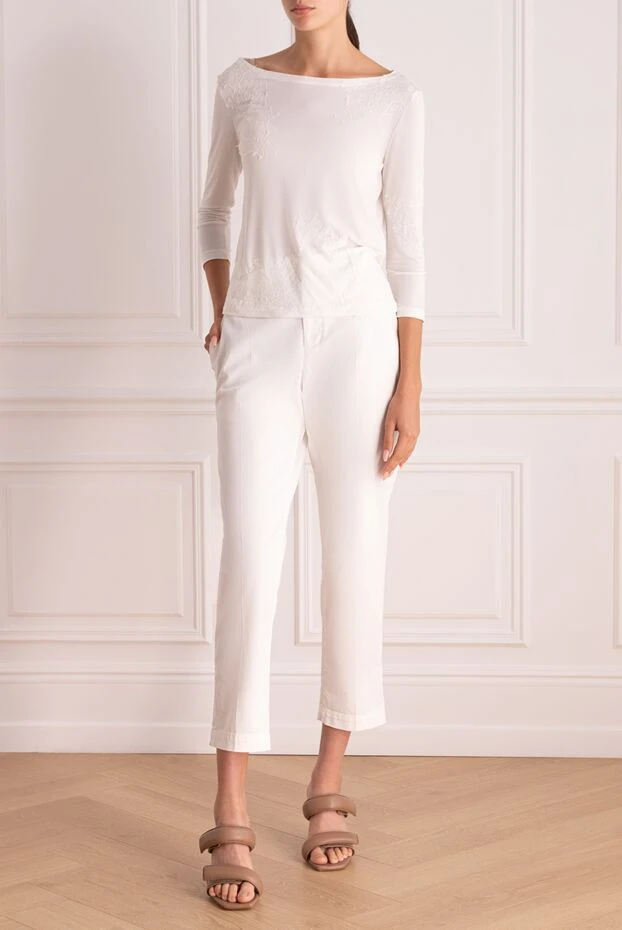 Brunello Cucinelli женские брюки стильные укороченные белые 159939 - фото 2