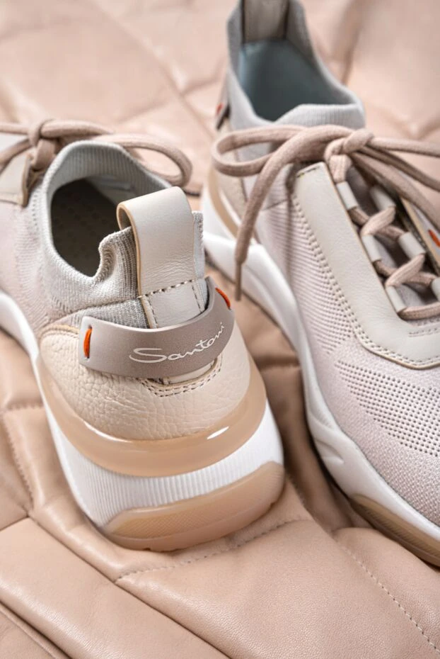 Santoni women's sneakers with white soles in beige 160011 - photo 3