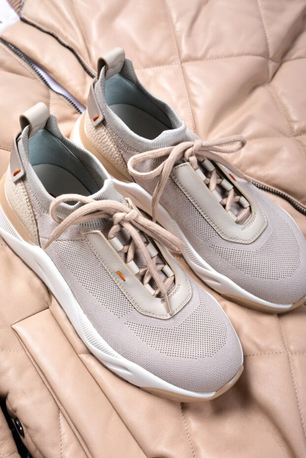 Santoni women's sneakers with white soles in beige 160011 - photo 2