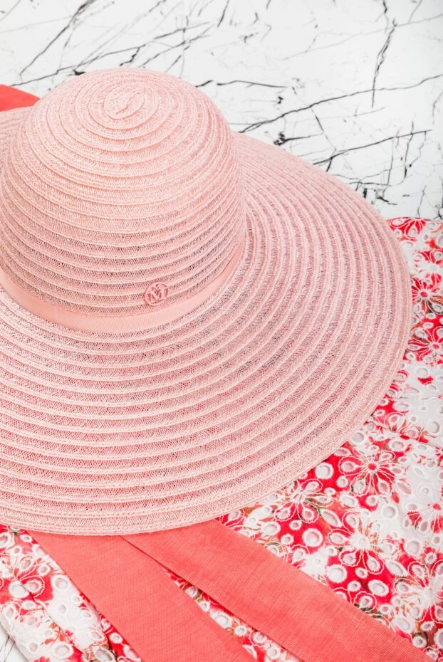 Women's pink braided hat with large brim - photo 2