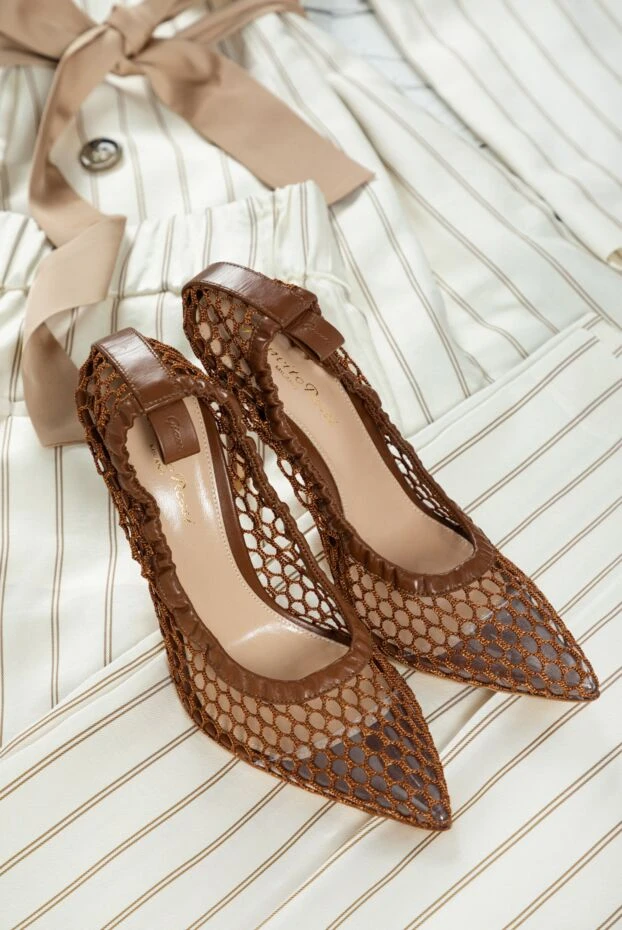 Gianvito Rossi women's brown leather shoes with mesh 160018 - photo 2