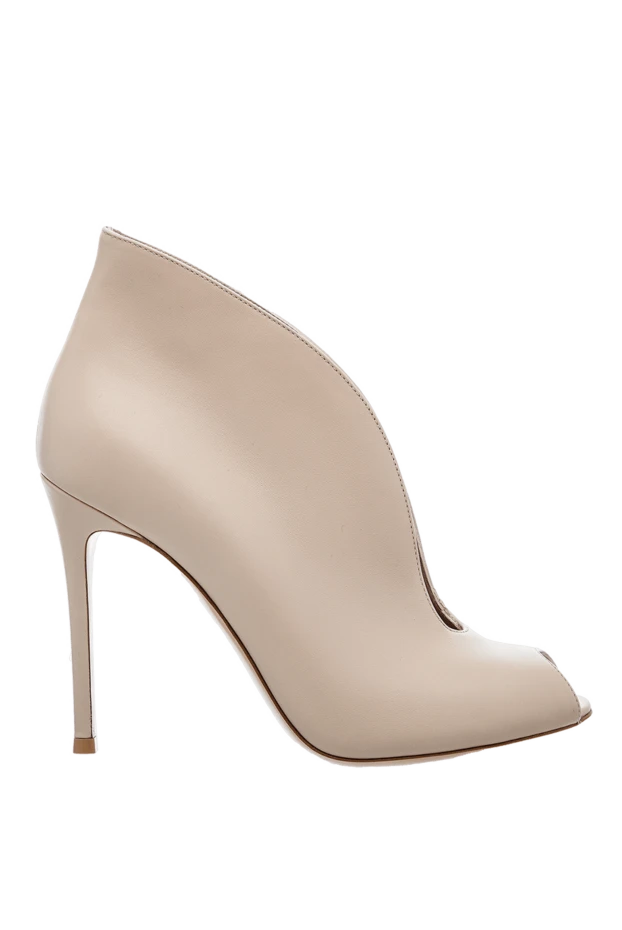 Gianvito Rossi women's leather ankle boots with a long toe and v-shaped cutout, beige 160022 - photo 1