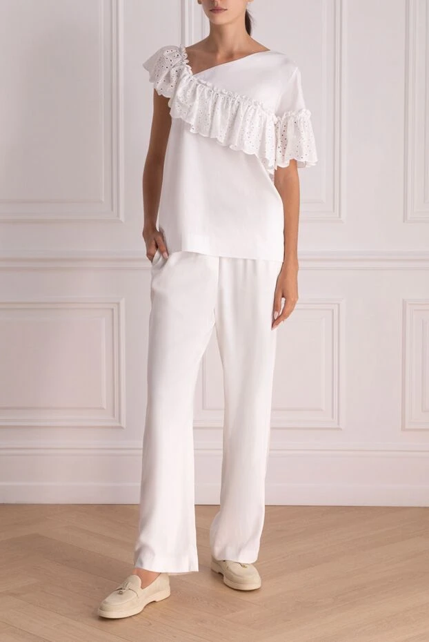 Peserico woman white viscose trousers for women buy with prices and photos 160028 - photo 2