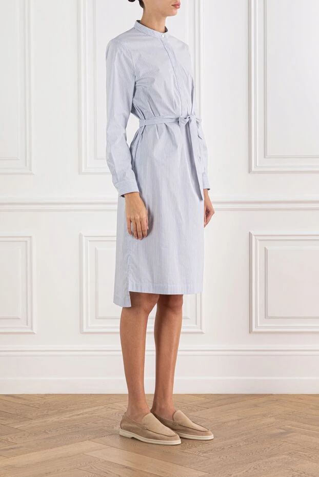 Peserico light blue striped shirt dress with belt for women 160057 - photo 3
