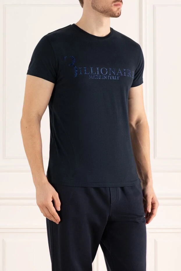 Billionaire navy blue t-shirt with velvet branding (markdown) 198384 - photo 3