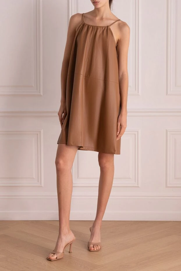 Erika Cavallini женские платье из кожи коричневое женское купить с ценами и фото 160097 - фото 2