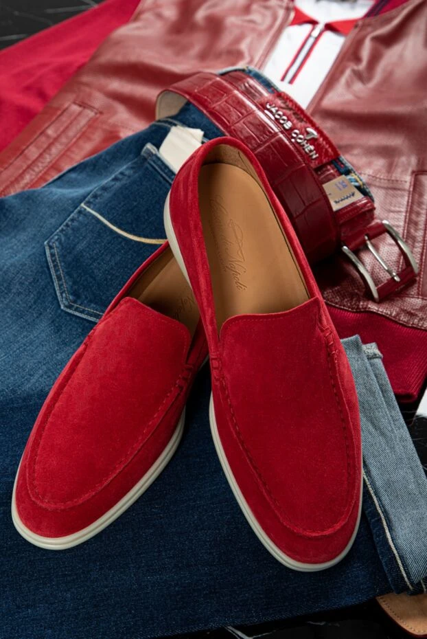 Cesare di Napoli red suede loafers for men 160110 - photo 2