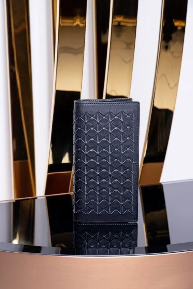 Serapian mens blue clutch with mosaico leather weaving 160128 - photo 2