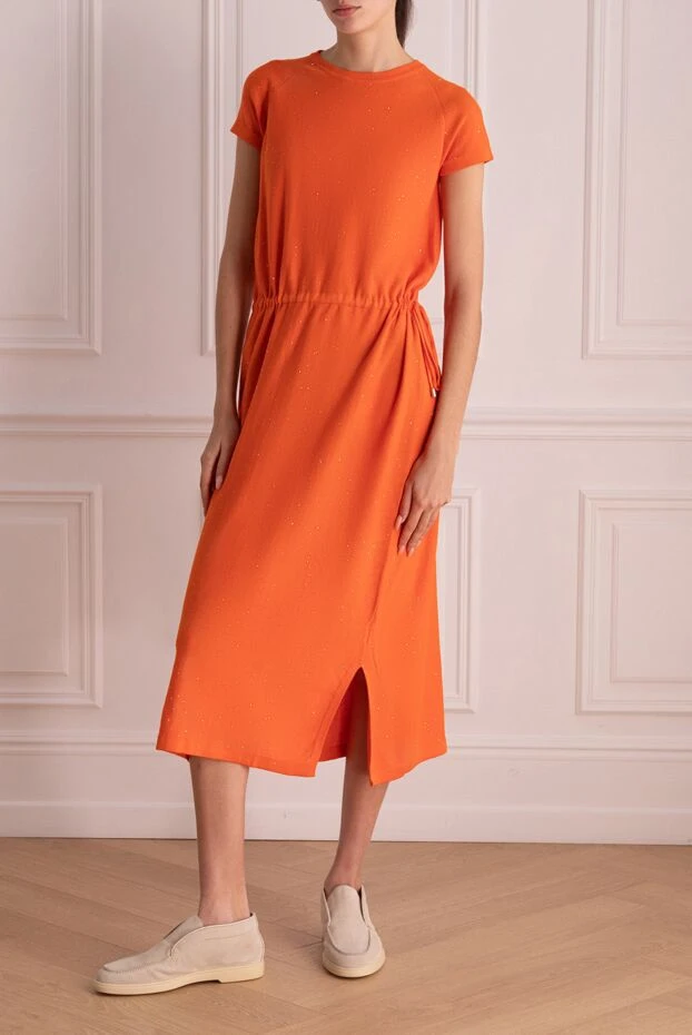 Re Vera женские платье из хлопка оранжевое женское купить с ценами и фото 160158 - фото 2