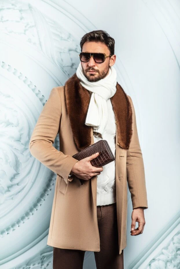 Cesare di Napoli men's brown alligator leather clutch with two zipped compartments 160231 - photo 3