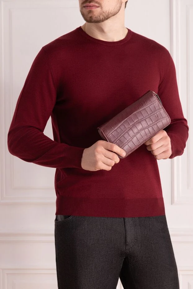 Cesare di Napoli man men's clutch bag made of crocodile skin burgundy buy with prices and photos 160234 - photo 2