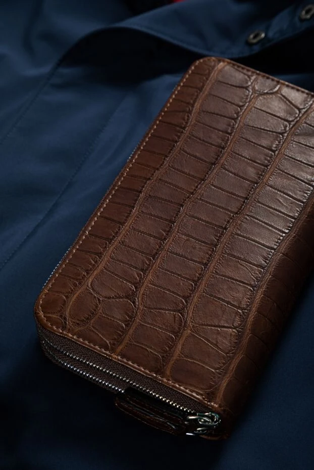 Cesare di Napoli men's clutch made of genuine crocodile leather in a warm brown shade 160238 - photo 2
