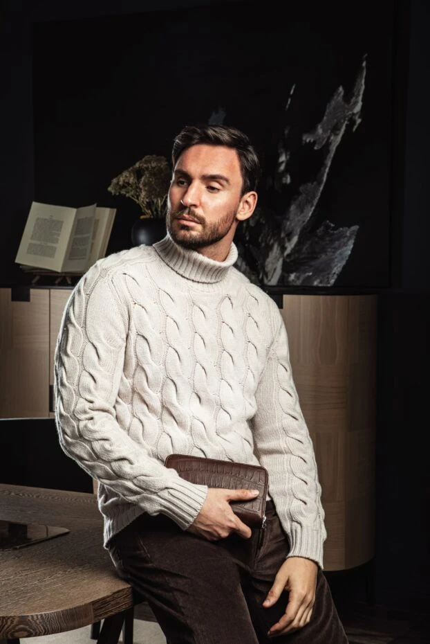 Cesare di Napoli men's clutch made of genuine crocodile leather in a warm brown shade 160238 - photo 3