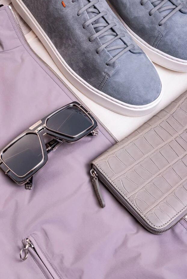 Cesare di Napoli men's gray crocodile leather clutch-wallet with zipper 160239 - photo 2