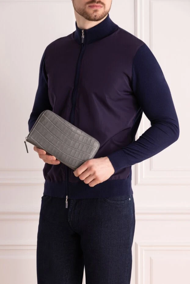 Cesare di Napoli man gray men's crocodile leather clutch buy with prices and photos 160240 - photo 2