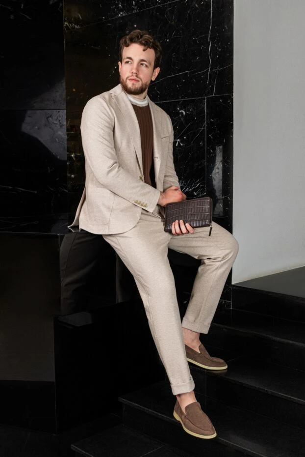 Cesare di Napoli men's dark brown crocodile leather clutch-wallet with zipper 160247 - photo 3