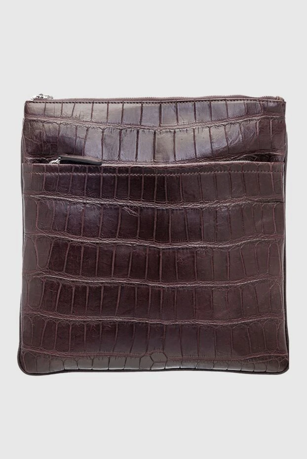 Cesare di Napoli мужские сумка через плечо из кожи крокодила коричневая мужская купить с ценами и фото 160253 - фото 1