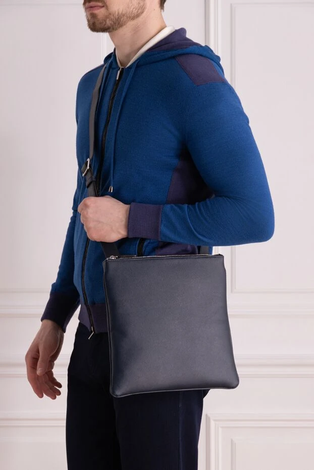 Cesare di Napoli мужские сумка через плечо из натуральной кожи синяя мужская купить с ценами и фото 160257 - фото 2