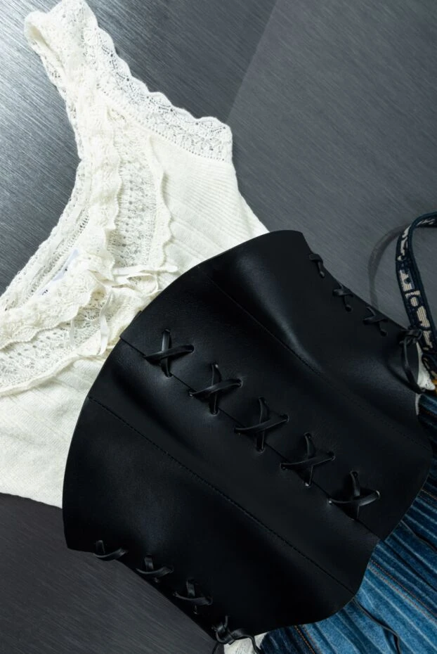 Dior корсет зі шкіри чорний жіночий 160292 - фото 3