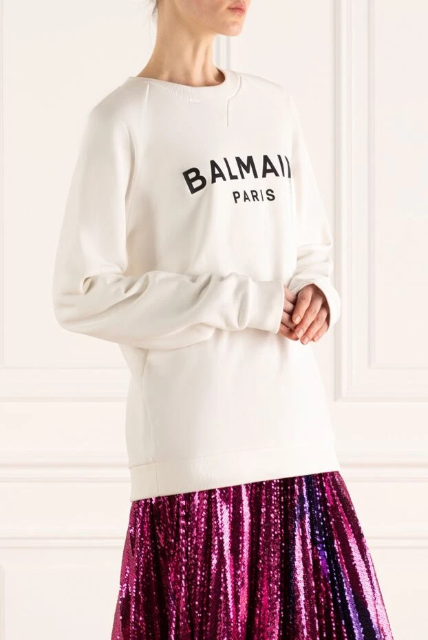 Balmain жіночі худі з бавовни жіноче біле 176473 - фото 3