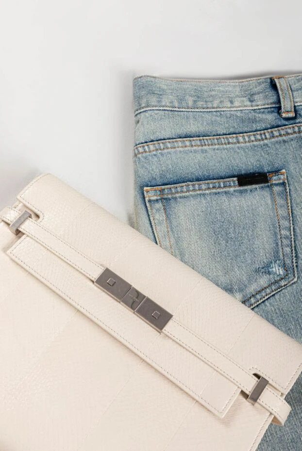 Saint Laurent сумка женская белая manhattan с клапаном 160314 - фото 2