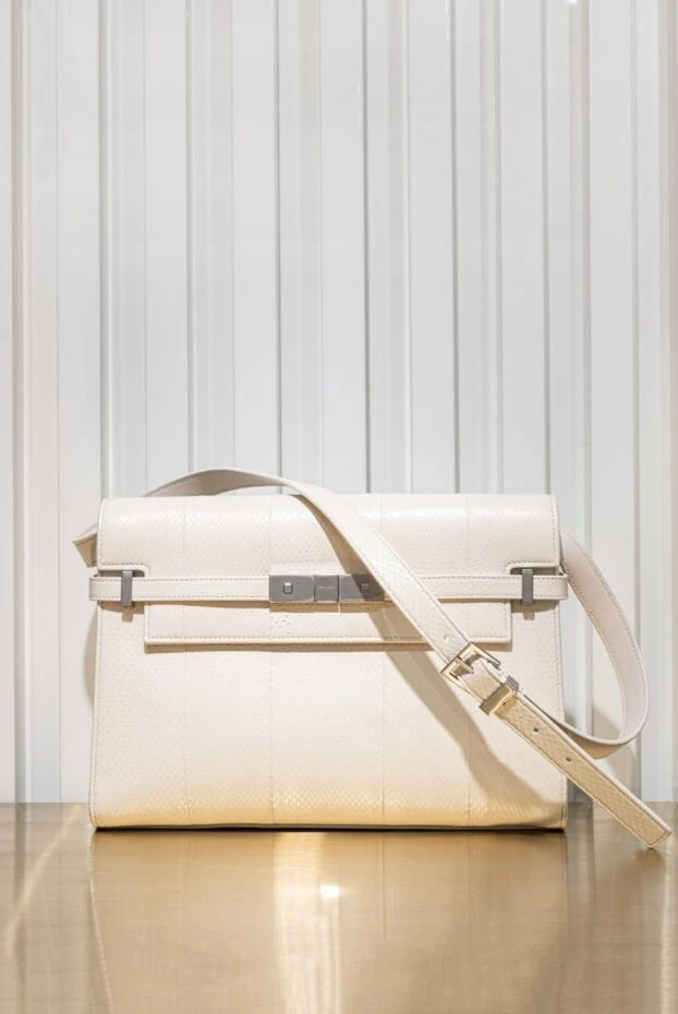 Saint Laurent сумка женская белая manhattan с клапаном 160314 - фото 3