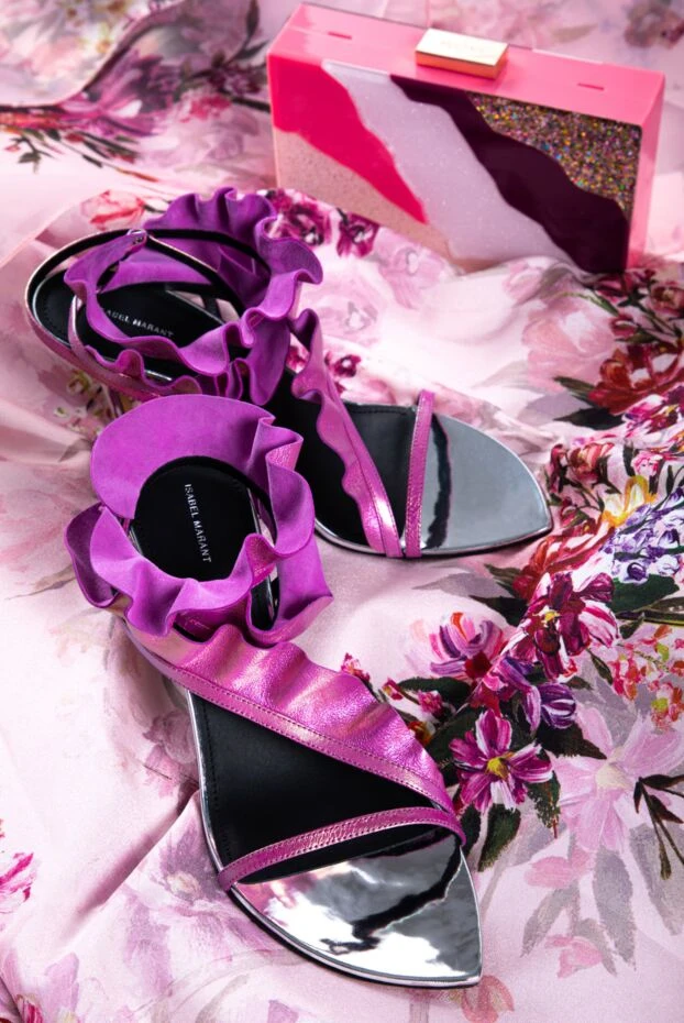 Isabel Marant women's pink leather sandals with straps-rouches 160354 - photo 2