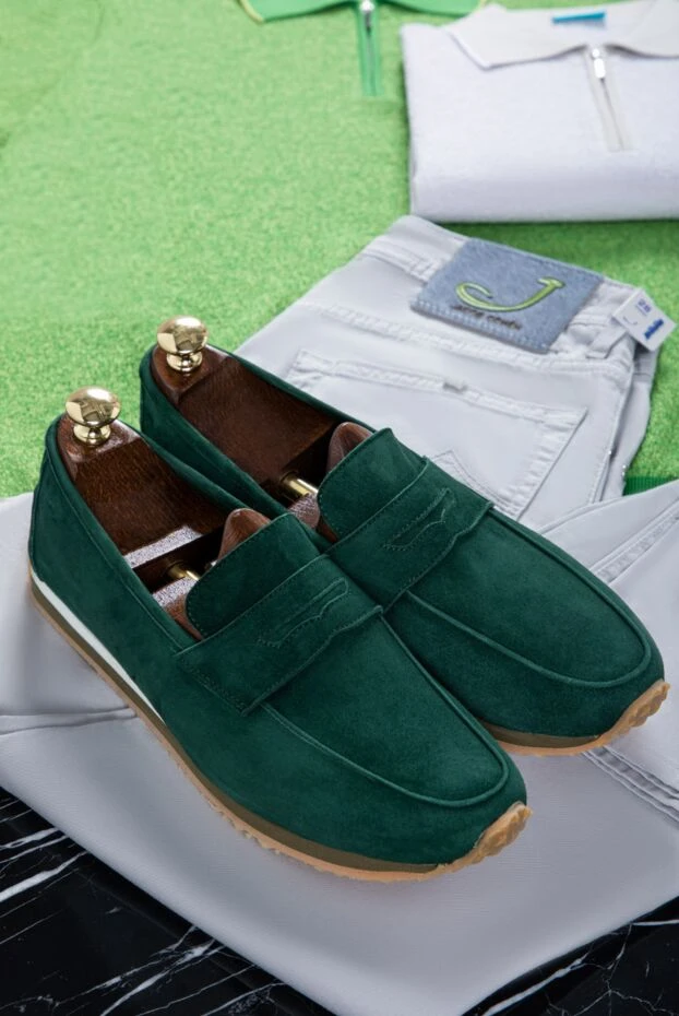Andrea Ventura rich green suede drivers for men 160410 - photo 2