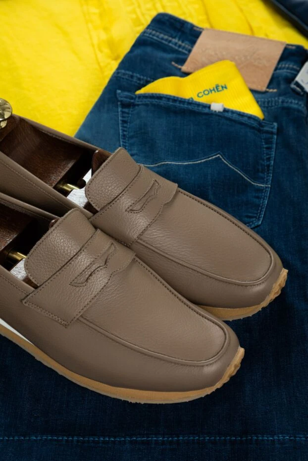 Andrea Ventura beige leather drivers for men 160417 - photo 2