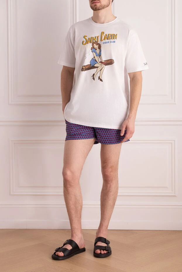 MC2 Saint Barth white men's cotton t-shirt with retro girl and logo 196569 - photo 2