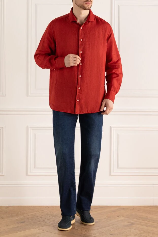 MC2 Saint Barth мужские сорочка из льна красная мужская купить с ценами и фото 160443 - фото 2