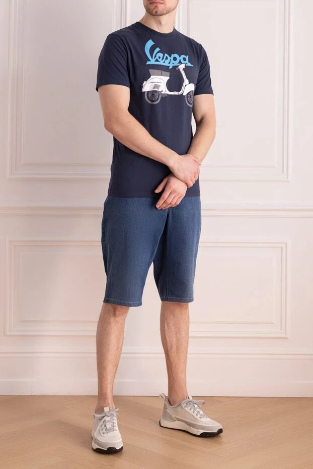 MC2 Saint Barth men's dark blue t-shirt with vespa scooter graphics and turquoise lettering 196336 - photo 2