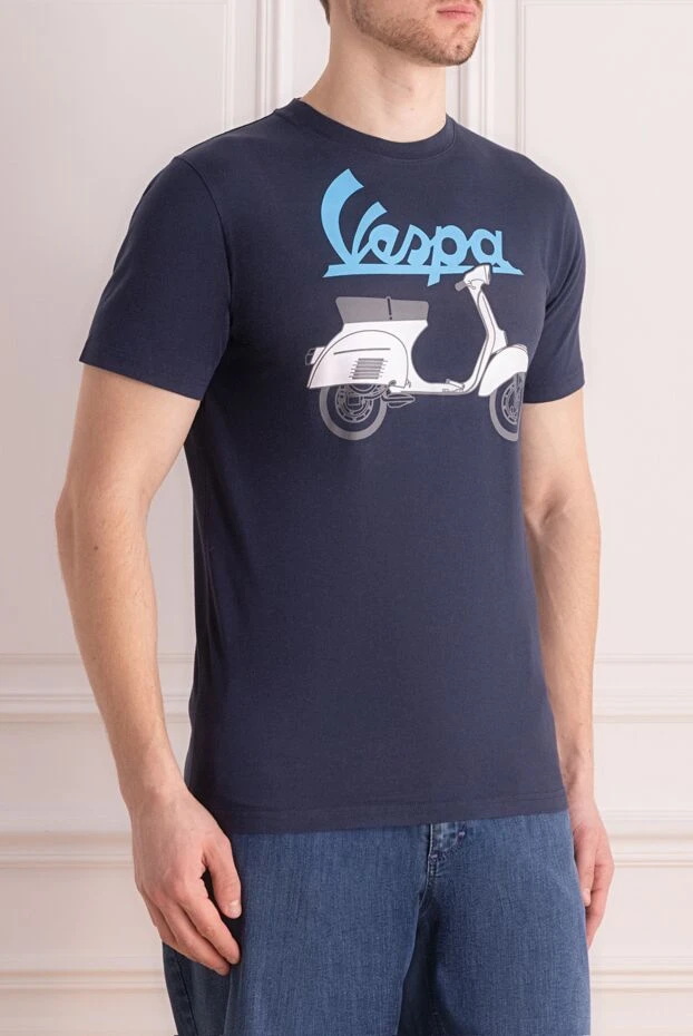 MC2 Saint Barth men's dark blue t-shirt with vespa scooter graphics and turquoise lettering 196336 - photo 3