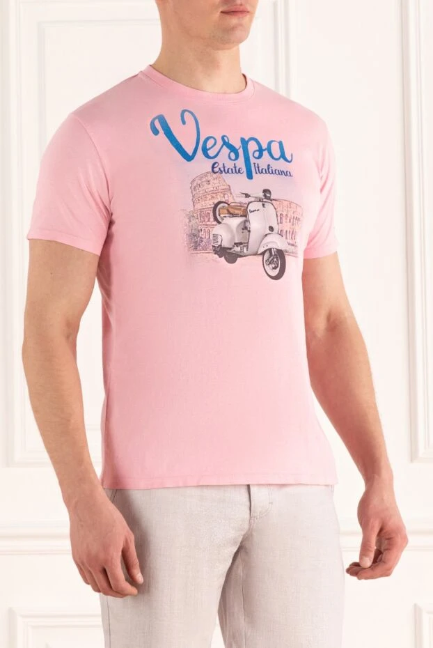 MC2 Saint Barth pink men's t-shirt with estate italiana and classic vespa 196339 - photo 3