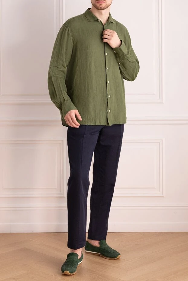 MC2 Saint Barth мужские сорочка из льна зеленая мужская купить с ценами и фото 160453 - фото 2