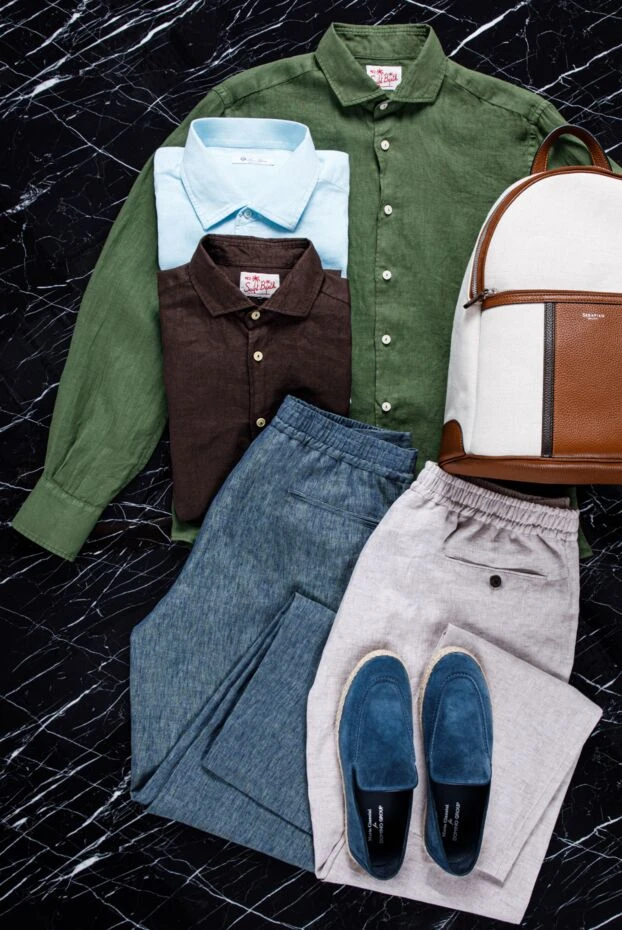 MC2 Saint Barth men's linen shirt in khaki green 160453 - photo 3