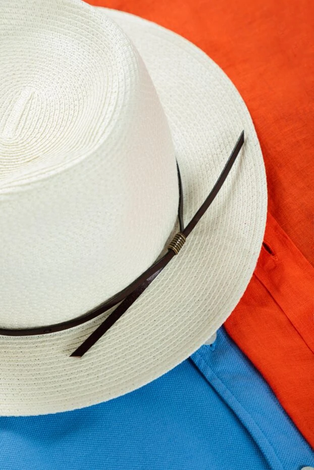 Шляпа из хлопка и полиэстера белая мужская - фото 2