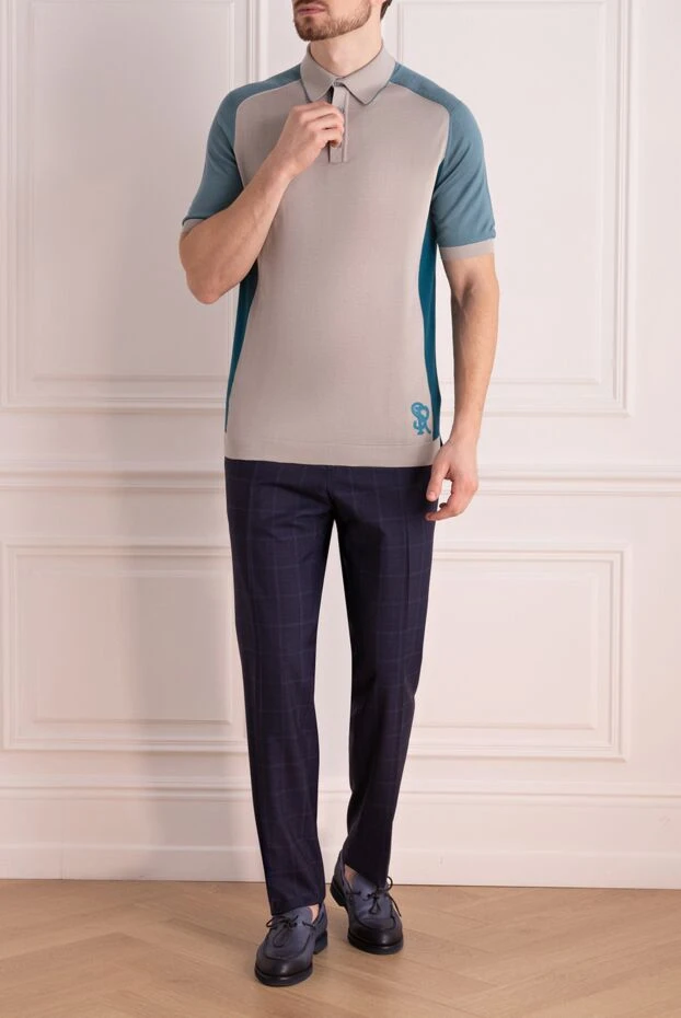 Stefano Ricci поло из шелка и кожи крокодила серое мужское 160574 - фото 2