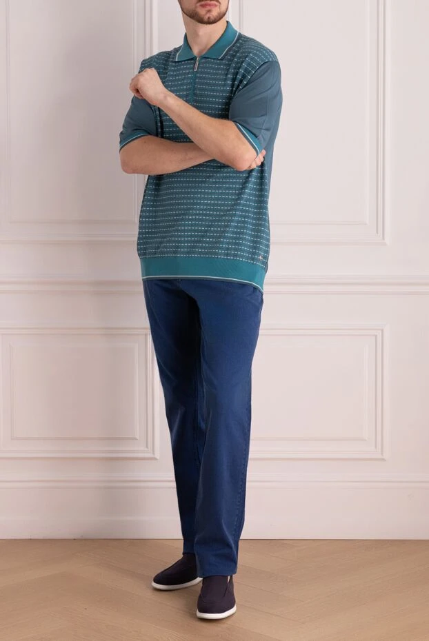 Stefano Ricci поло из хлопка и шелка зеленое мужское 160575 - фото 2