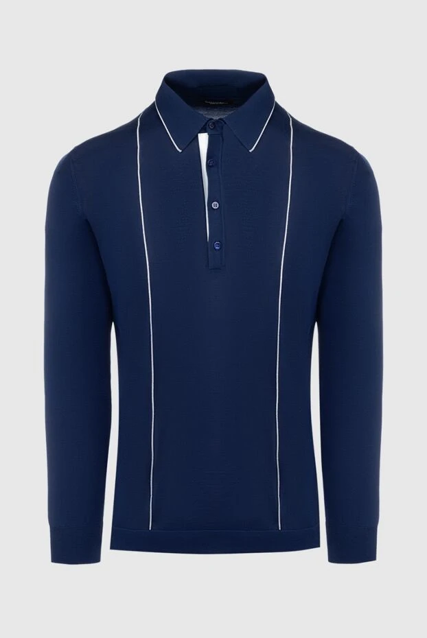 Stefano Ricci long sleeve polo from silk and crocodile leather blue men's 160577 - photo 1