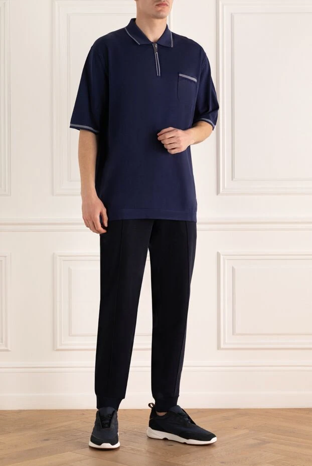 Stefano Ricci поло из хлопка синее мужское 160578 - фото 2