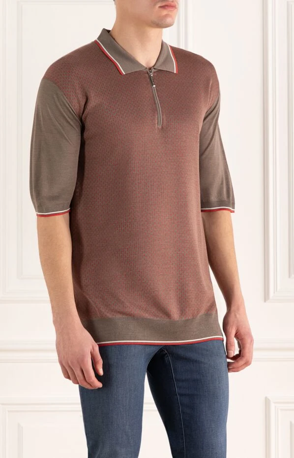 Stefano Ricci поло из шелка коричневое мужское 160580 - фото 3