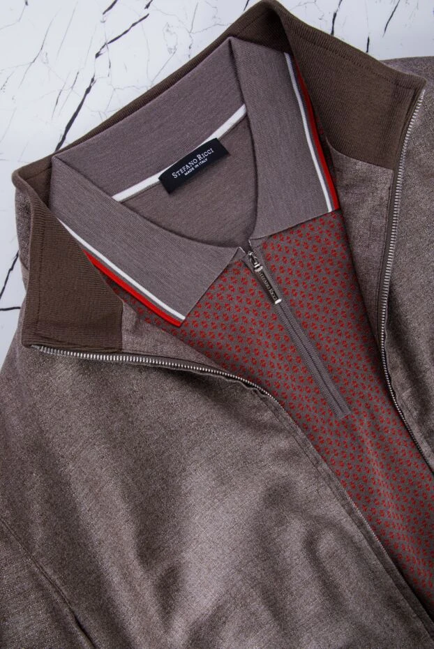 Silk polo shirt in brown and red with contrasting trim - photo 2